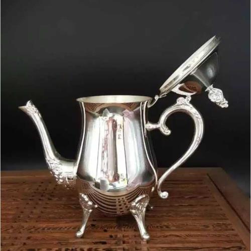 純銀歐式咖啡杯足銀999咖啡壺奶壺糖罐純手工摩卡壺酒壺銀壺禮品|咖啡壺