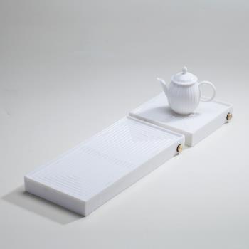 日本 2017新品推薦玉瓷幹泡功夫茶具託盤 家用中式四方形陶瓷茶盤