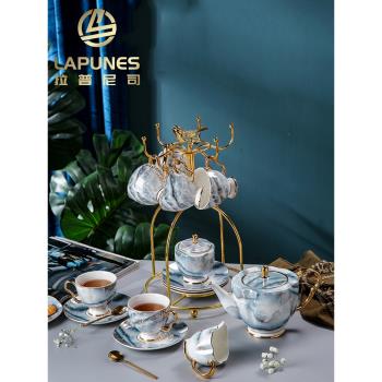Lapunes輕奢陶瓷咖啡杯套裝家用高檔精緻骨瓷英式下午茶杯子禮盒