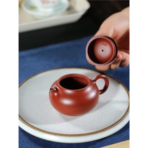 小雅瓷器家丨國工方艷玲全手工朱泥大紅袍泥文旦宜興紫砂壺130ml|茶壺