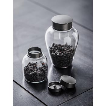 錫合金玻璃茶葉罐密封小號茶盒茶倉食品收納透明隨身家用茶具茶罐