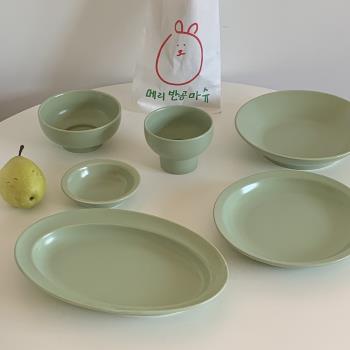 韓國ins博主潑墨陶瓷日式定食餐具盤子沙拉麥片酸奶碗brunch餐盤
