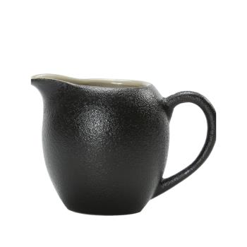 鵬辰 禪風新款磨砂黑石頭釉公道杯 黑功夫茶具茶海日式粗陶分茶器