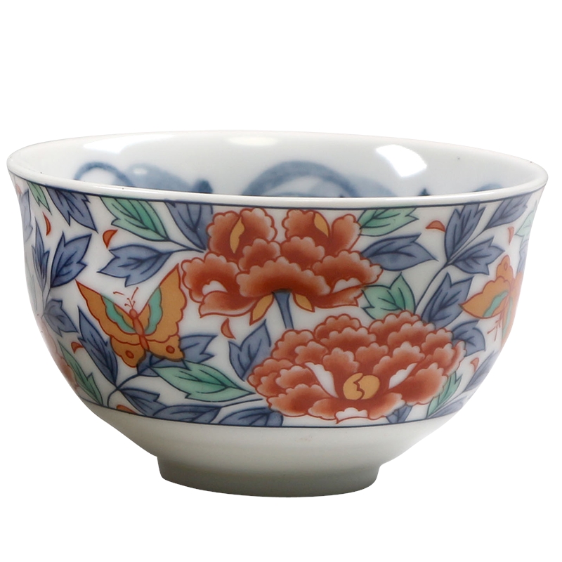 EC426 時代物 染付山水花鳥文煎茶碗 六客・青花山水花鳥紋茶杯・染付盃