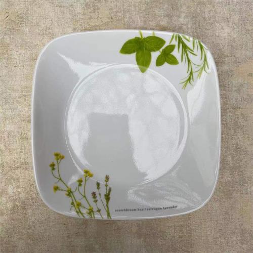 美國進口康寧玻璃餐具CORELLE歐洲香草6寸方平淺盤骨碟2206-EH