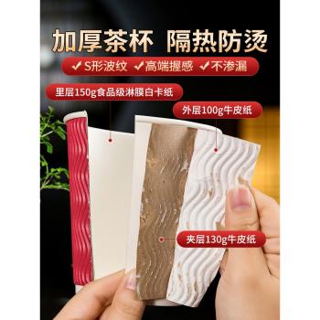 一次性紙杯子家用加厚加硬咖啡杯帶蓋高檔防燙水杯大號瓦楞熱飲杯