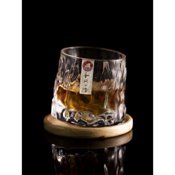 和風四季威士忌酒杯家用玻璃杯高顏值水杯啤酒創意旋轉杯子洋酒杯