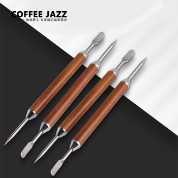 COFFEE JAZZ 花式咖啡拉花針花梨木把手勾花針不銹鋼拉花棒神器
