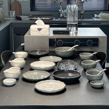 輕奢銀邊米飯碗陶瓷餐具北歐高顏值創意碗碟ins家用盤子湯盤組合