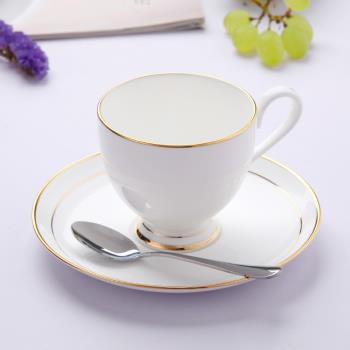景德鎮歐式骨瓷金邊陶瓷杯子下午茶具創意居家軟裝咖啡杯碟送勺子