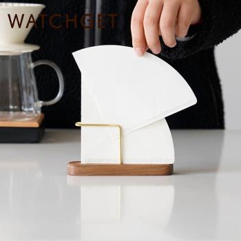 watchget黃銅咖啡濾紙收納架黑胡桃木v60梯形手沖濾紙桌面展示架