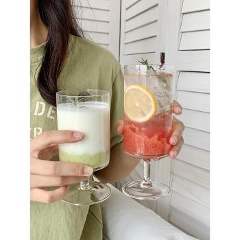 ins玻璃冷飲家用高腳杯