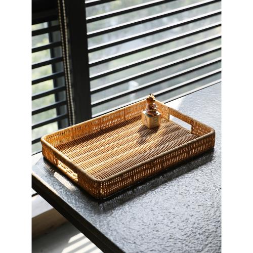 Kens北歐客廳仿藤編托盤家用收納籃子收納筐面包盤果盤超市零食筐