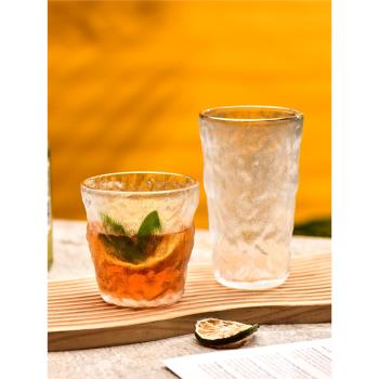 冰川紋玻璃杯高顏值水杯果汁飲料杯子女夏ins風網紅咖啡杯啤酒杯
