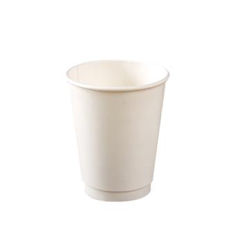 白色雙層紙杯一次性杯子帶蓋奶茶咖啡杯外賣打包熱飲杯50只裝