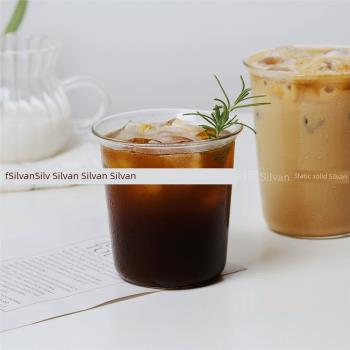 簡約擴口寬矮高硼矽輕薄耐熱玻璃咖啡杯奶茶拿鐵美式自制創意飲品