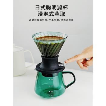 日式咖啡聰明杯玻璃咖啡壺浸泡咖啡濾杯手沖器具過濾器分享壺茶壺