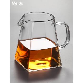 玻璃公道杯茶漏一體茶具分茶器日式倒茶水杯帶茶濾四方形公杯