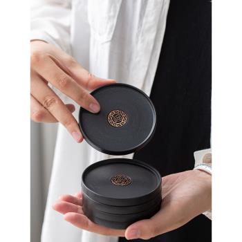 禪意黑陶茶杯墊新中式紫砂陶瓷杯墊茶道功夫茶具茶托隔熱茶墊杯託