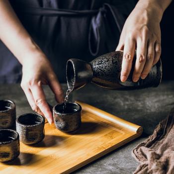 簡約日式酒具套裝 復古風陶瓷酒具酒杯酒壺 創意白酒杯子餐具配件