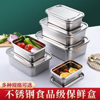 商用加厚304不銹鋼保鮮盒冰箱冰櫃儲物展示盒密封帶蓋大容量飯盒