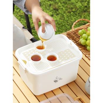 防塵戶外收納箱瀝水置物架茶具
