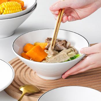 密胺餐具白色麵碗商用塑膠米線湯碗冒菜麻辣仿燙瓷大碗面館專用碗