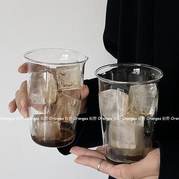 咖啡店耐高溫水杯冰拿鐵透明玻璃