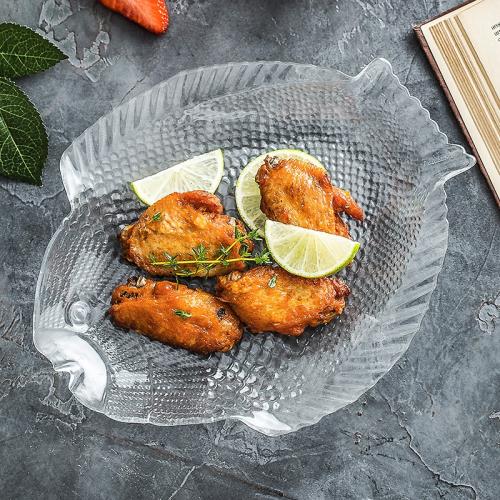 進口透明耐熱玻璃餐具 創意魚形盤子 大號蒸魚盤涼菜盤碟家用套裝