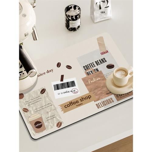 咖啡機吸水墊子廚房臺面瀝水墊速干隔熱防滑吧臺杯墊碗盆控水墊