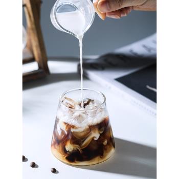 日式網紅富士山玻璃杯子透明冷萃冰咖啡杯 薄創意冷飲甜品杯ins風