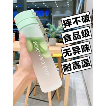 運動水杯男生杯子便攜塑料杯女生夏季耐高溫簡約防摔學生水瓶軍訓