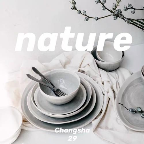 aha home 青灰色手捏陶瓷北歐風ins/kinfolk餐具套裝燕麥碗盤杯