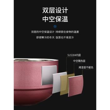 國風304不銹鋼碗家用帶蓋316泡麵單個宿舍學生用雙層防燙飯碗湯碗