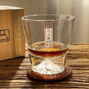 日式玻璃水杯創意水晶富士山冰山杯手工威士忌雞尾酒杯洋酒冷飲杯