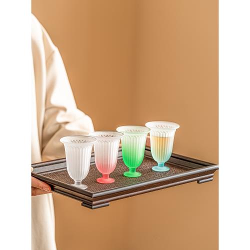 古法磨砂琉璃杯玻璃杯漸變高足品茗杯茶杯女士個人專用主人杯單杯