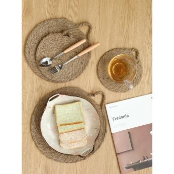 日式創意餐墊餐桌隔熱墊亞麻編織防燙鍋墊西餐墊子杯墊耐高溫家用