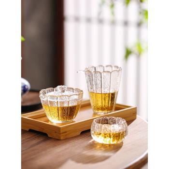 高階玻璃茶杯蓮花品茗杯茶具功夫主人杯單杯加厚個人專用小套裝