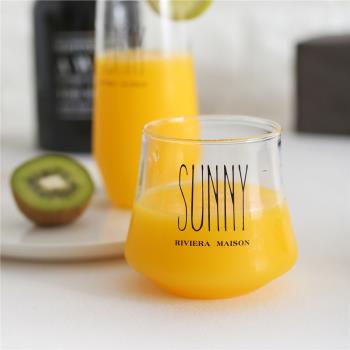ins北歐式風sunny家用果汁杯玻璃個性創意潮流喝飲品茶水隨手杯子