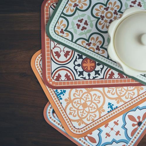 半宅復古餐墊防水防油美食攝影道具桌面人造皮革鍋盤碗防燙隔熱墊