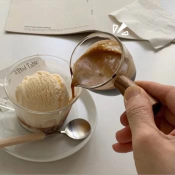 迷你咖啡杯意式濃縮透明小奶壺下午茶玻璃杯子小奶罐木柄奶盅水杯