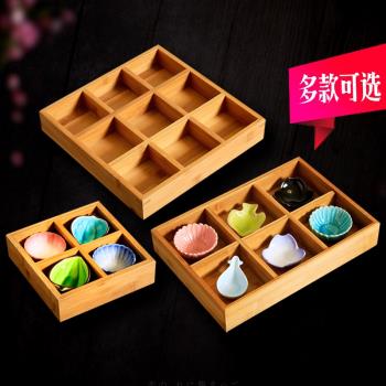 日式和風多格九宮格料理盒創意壽司盤壽司餐盤分格盤甜點點心竹盒