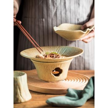 創意陶瓷加熱盤子日式餐廳家用復古盤保溫菜盤子幹鍋菜餐具飯店