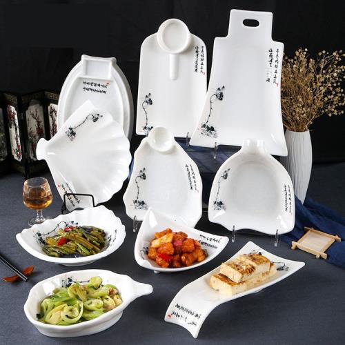 密胺三角扇形裝菜盤餐廳酒店飯店專用炒菜盤子農家樂特色餐具商用