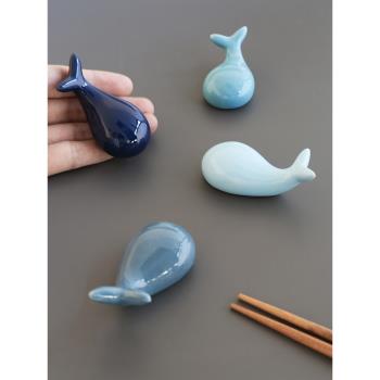 創意可愛陶瓷鯨魚筷子託可愛動物筷枕酒店餐桌個性擺臺餐具勺子架
