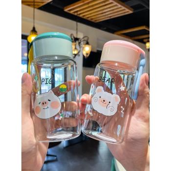玻璃杯女新款2024可愛耐熱透明杯子小巧便攜學生水杯辦公室隨手杯