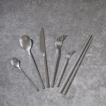 復古304不銹鋼刀叉勺三件套商用西餐餐具家用ins風筷子湯勺叉子