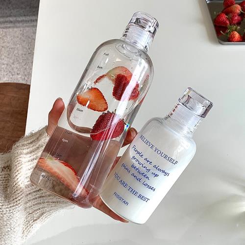 學生高顏值ins時間刻度玻璃杯子女透明便攜大容量隨身夏天喝水杯