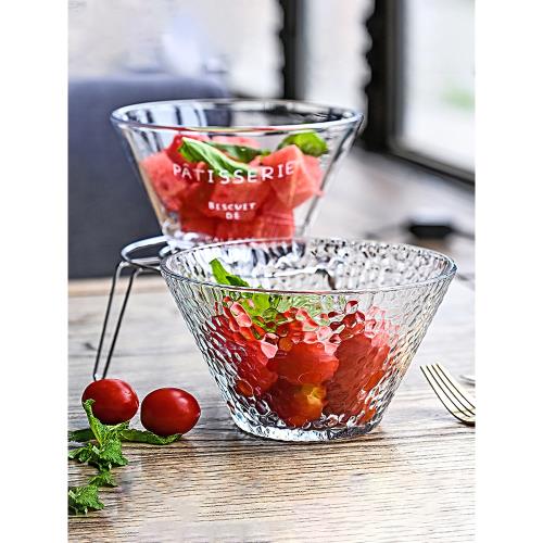 2025新款玻璃沙拉碗水果盤客廳家用輕奢高檔精致小果盤高端高顏值