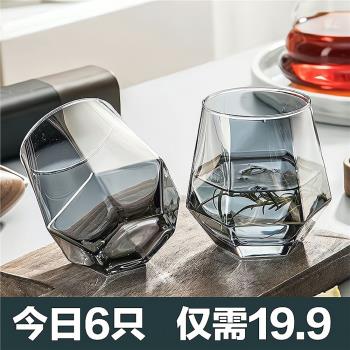 網紅ins風透明彩色玻璃杯家用高顏值果汁飲料杯簡約耐熱喝水杯子